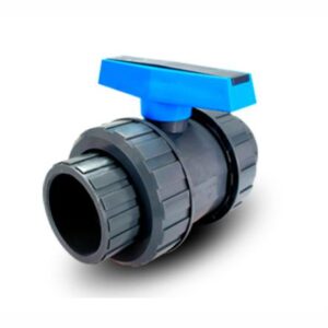 VALVULA ESFERICA PLASTICA UNION DOBLE TRABA MECANICA DUKE